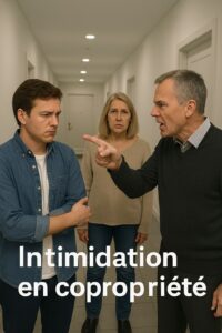 Infographie présentant cinq actions pour prévenir l’intimidation en copropriété : code de conduite, canaux officiels, formation du CA, médiation, documentation